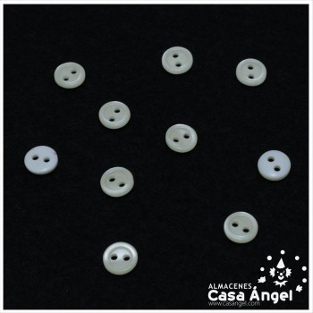 BOTÓN 2 AGUJEROS CHISPAS DE COLOR BLANCO 8mm BOLSA 10uds