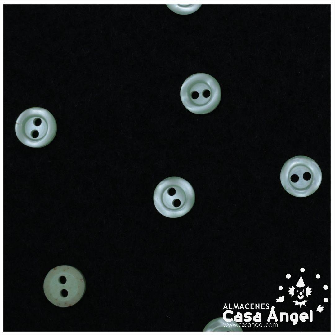BOTÓN 2 AGUJEROS VERDE AGUA 8mm BOLSA 10uds