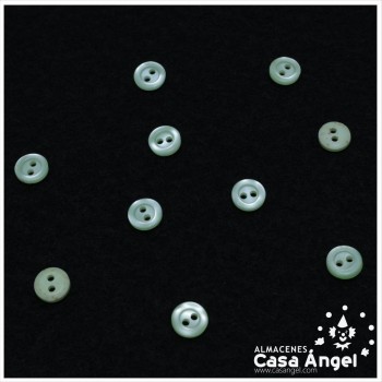 BOTÓN 2 AGUJEROS VERDE AGUA 8mm BOLSA 10uds