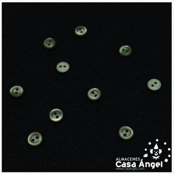 BOTÓN 2 AGUJEROS CHISPAS DE COLOR VERDE CAZA 8mm BOLSA 10uds