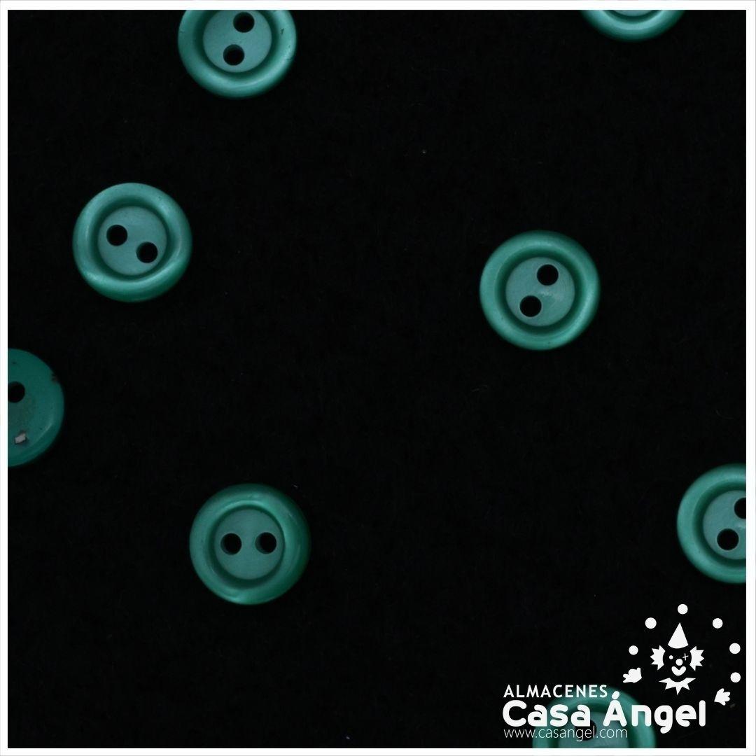 BOTÓN 2 AGUJEROS CHISPAS DE COLOR VERDE 10mm BOLSA 10uds