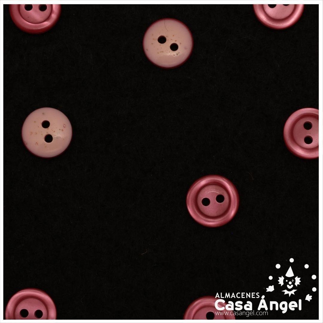 BOTÓN 2 AGUJEROS COLOR FRESA EFECTO CHISPAS 11mm BOLSA 10uds