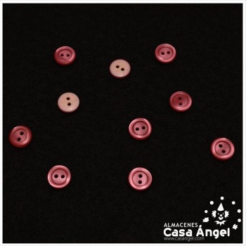 BOTÓN 2 AGUJEROS COLOR FRESA EFECTO CHISPAS 11mm BOLSA 10uds