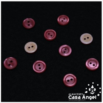 BOTÓN DE 2 AGUJEROS FRESA CON CHISPAS DE COLOR 14mm BOLSA 10uds