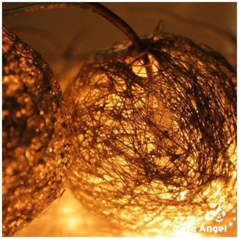 BOLAS NAVIDAD SISAL PLATA CON LUZ 10 UNIDADES