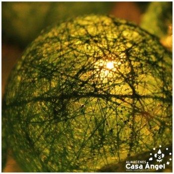 BOLAS NAVIDAD SISAL VERDES CON LUZ 10 UNIDADES