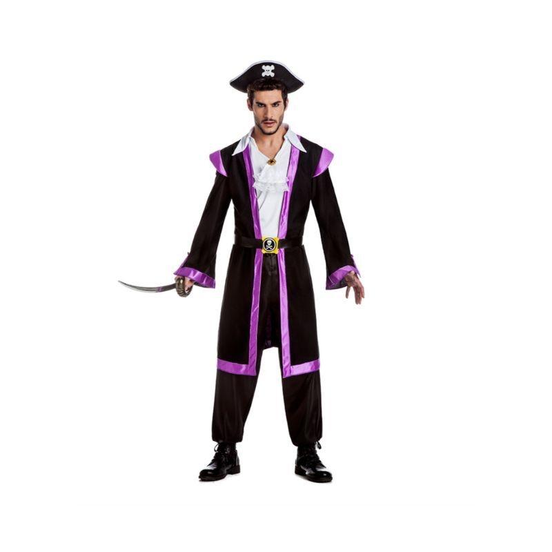 DISFRAZ DE PIRATA CORSARIO COLOR MORADO ADULTO