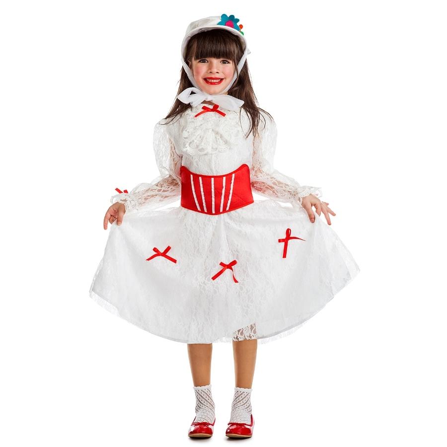 Disfraz de Majorette Infantil Vestido Blanco y Rojo Niña