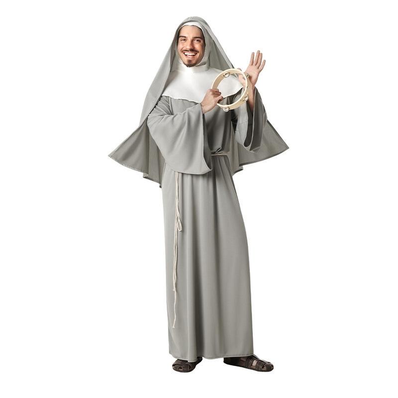 DISFRAZ DE MONJA COLOR PLATA PARA HOMBRE ADULTO