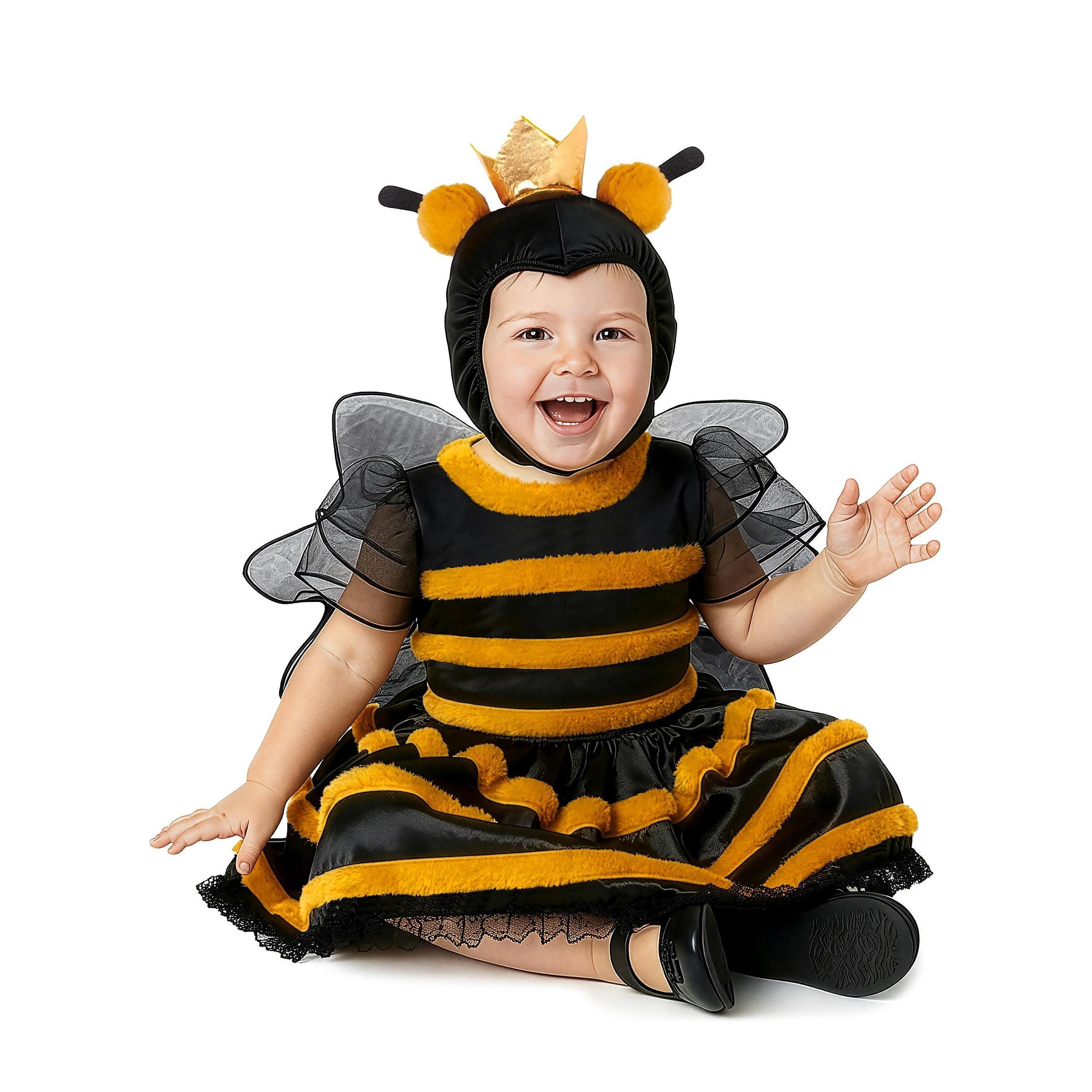 DISFRAZ DE ABEJA CON ALAS Y CAPUCHA PARA BEBÉ