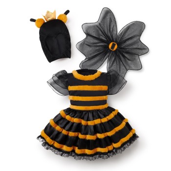 DISFRAZ DE ABEJA CON ALAS Y CAPUCHA PARA BEBÉ