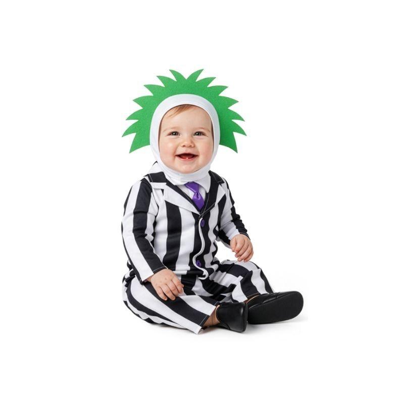 DISFRAZ BABY BEETLEJUICE RAYAS BLANCO NEGRO