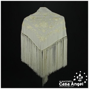MANTÓN COLOR BLANCO CRUDO BORDADO ADULTO