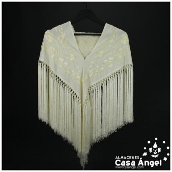 MANTÓN COLOR BLANCO CRUDO BORDADO ADULTO