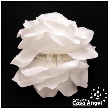 FLOR FLAMENCA BLANCA CON PINZA 14cm
