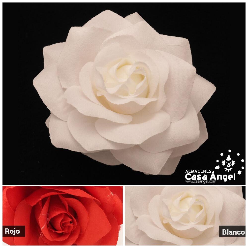 FLOR DE FLAMENCA CON PINZA COLORES BLANCO Y ROJO 8cm