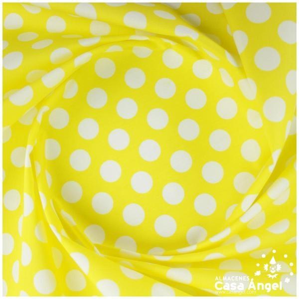 POPELÍN LUNARES BLANCOS SOBRE AMARILLO SERIE CANDELA 160cm