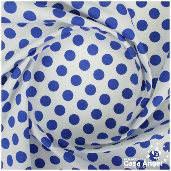 POPELÍN DE LUNARES AZULES SOBRE FONDO BLANCO SERIE CANDELA 160cm