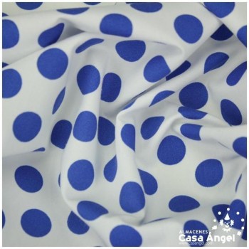 POPELÍN DE LUNARES AZULES SOBRE FONDO BLANCO SERIE CANDELA 160cm