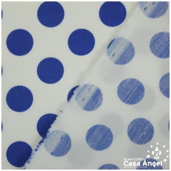 POPELÍN DE LUNARES AZULES SOBRE FONDO BLANCO SERIE CANDELA 160cm
