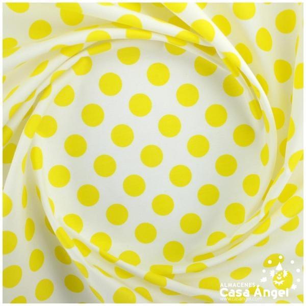 POPELÍN LUNARES AMARILLOS SOBRE BLANCO SERIE CANDELA 160cm