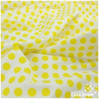 POPELÍN LUNARES AMARILLOS SOBRE BLANCO SERIE CANDELA 160cm