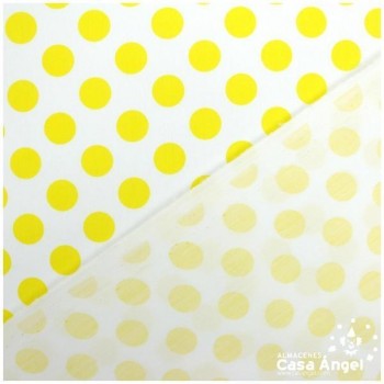 POPELÍN LUNARES AMARILLOS SOBRE BLANCO SERIE CANDELA 160cm