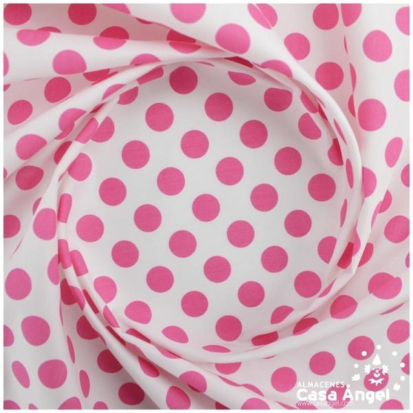 POPELÍN LUNARES FUCSIA SOBRE BLANCO SERIE CANDELA 160cm