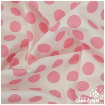 POPELÍN DE LUNARES ROSA SOBRE FONDO BLANCO SERIE CANDELA 160cm