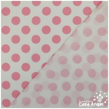 POPELÍN DE LUNARES ROSA SOBRE FONDO BLANCO SERIE CANDELA 160cm
