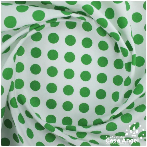 POPELÍN LUNARES VERDES SOBRE BLANCO SERIE CANDELA 160cm