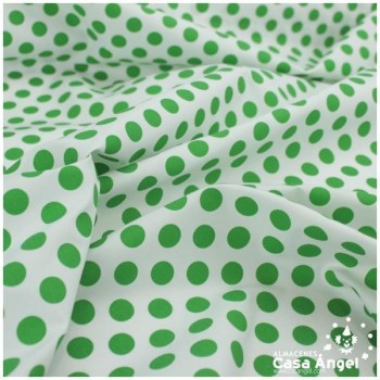 POPELÍN LUNARES VERDES SOBRE BLANCO SERIE CANDELA 160cm