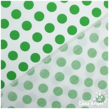 POPELÍN LUNARES VERDES SOBRE BLANCO SERIE CANDELA 160cm