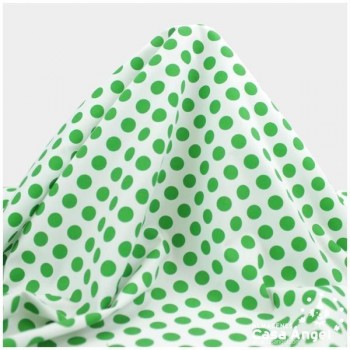 POPELÍN LUNARES VERDES SOBRE BLANCO SERIE CANDELA 160cm