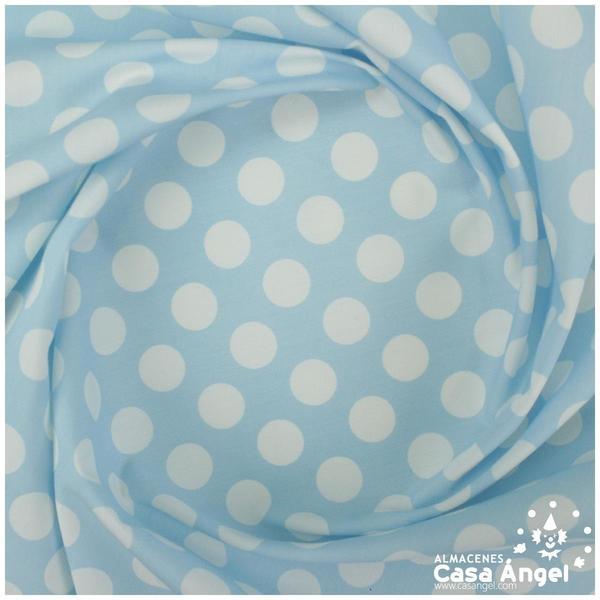 POPELÍN DE LUNARES BLANCOS SOBRE FONDO CELESTE SERIE CANDELA 160cm