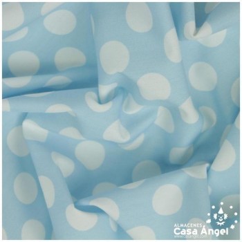 POPELÍN DE LUNARES BLANCOS SOBRE FONDO CELESTE SERIE CANDELA 160cm