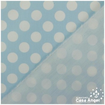 POPELÍN DE LUNARES BLANCOS SOBRE FONDO CELESTE SERIE CANDELA 160cm