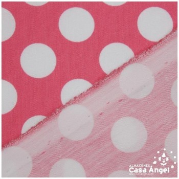 POPELÍN LUNARES BLANCOS SOBRE CORAL SERIE CANDELA 160cm