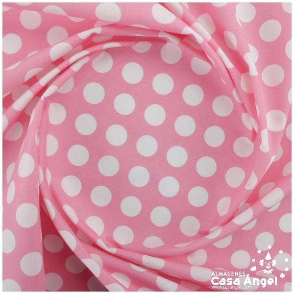 POPELÍN LUNARES BLANCOS SOBRE ROSA SERIE CANDELA 160cm