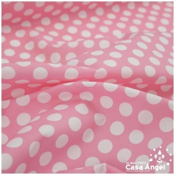 POPELÍN LUNARES BLANCOS SOBRE ROSA SERIE CANDELA 160cm