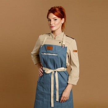 DELANTAL PETO MODELO CANELA AZUL