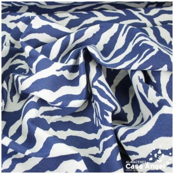 TELA DE TAPICERÍA CON ESTAMPADO DE CEBRA EN AZUL Y BLANCO 280cm