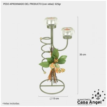 PORTAVELAS ESPIRAL VELA NAVIDEÑA 35cm
