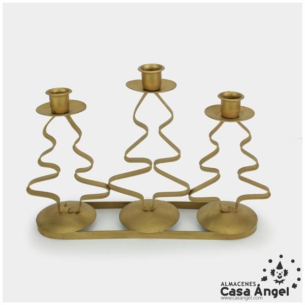 PORTAVELAS METAL TRIPLE 30cm