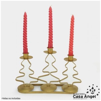 PORTAVELAS METAL TRIPLE 30cm