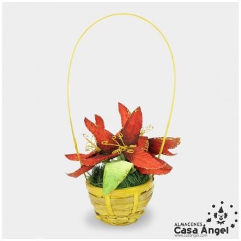 CESTO MIMBRE AMARILLO CON DECORACIÓN