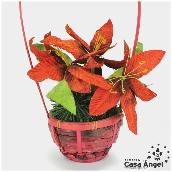 CESTO MIMBRE ROJO CON DECORACIÓN