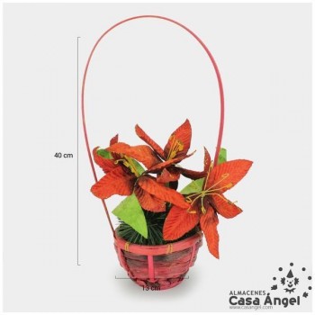 CESTO MIMBRE ROJO CON DECORACIÓN