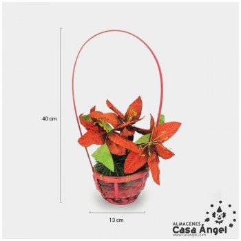 CESTO MIMBRE ROJO CON DECORACIÓN