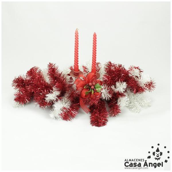CENTRO DE MESA BLANCO ROJO 65cm